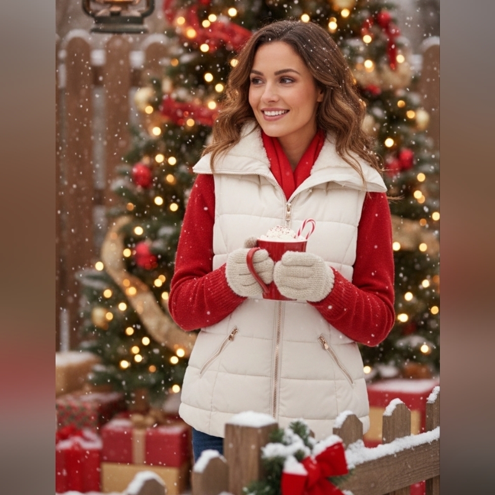 Cisono Los Angeles Outerwear Ivory Color Vest Puffer Sleeveless Size S NWOT